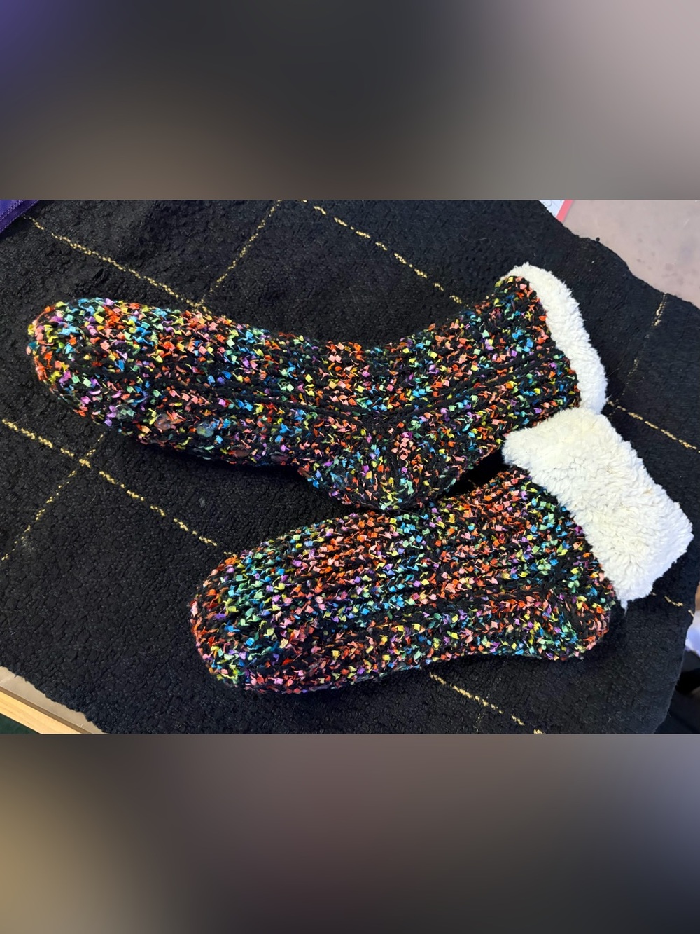 NWOT Thick Grippy Rainbow Slipper Socks